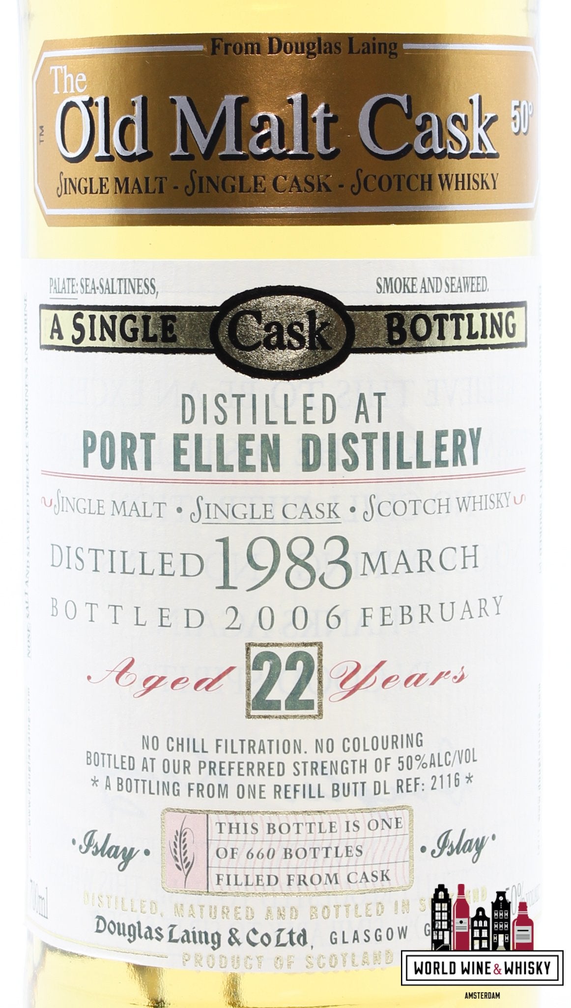 Port Ellen 22 Year Old 1983 2006 - Old Malt Cask - Douglas Laing - Cask DL 2116 50% (Closed Distillery) - WORLD WINE WHISKY 
