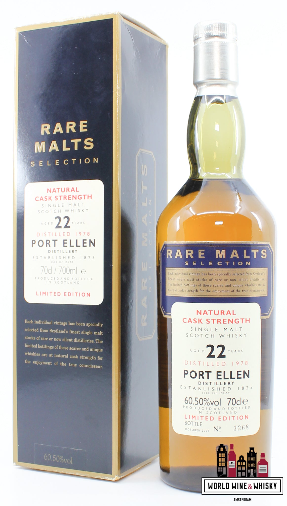 Port Ellen 22 Years Old 1978 2000 - Rare Malts Selection - Natural Cask Strength 60.5% 1 of 4580 (Closed Distillery) - WORLD WINE WHISKY 