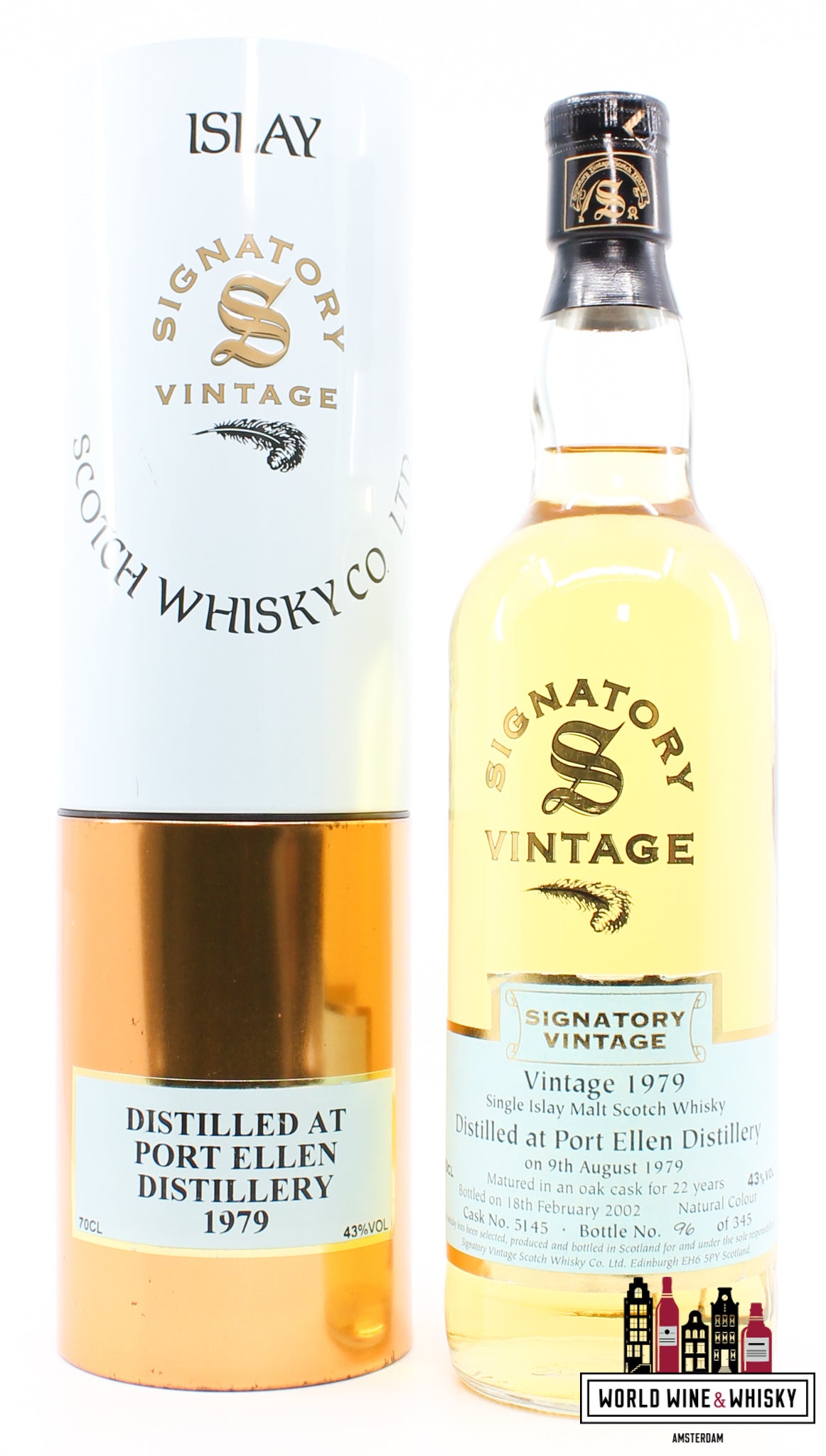 Port Ellen 22 Years Old 1979 2002 - Vintage Collection - Signatory  Vintage - Cask 5145 43% (1 of 345) - WORLD WINE WHISKY 