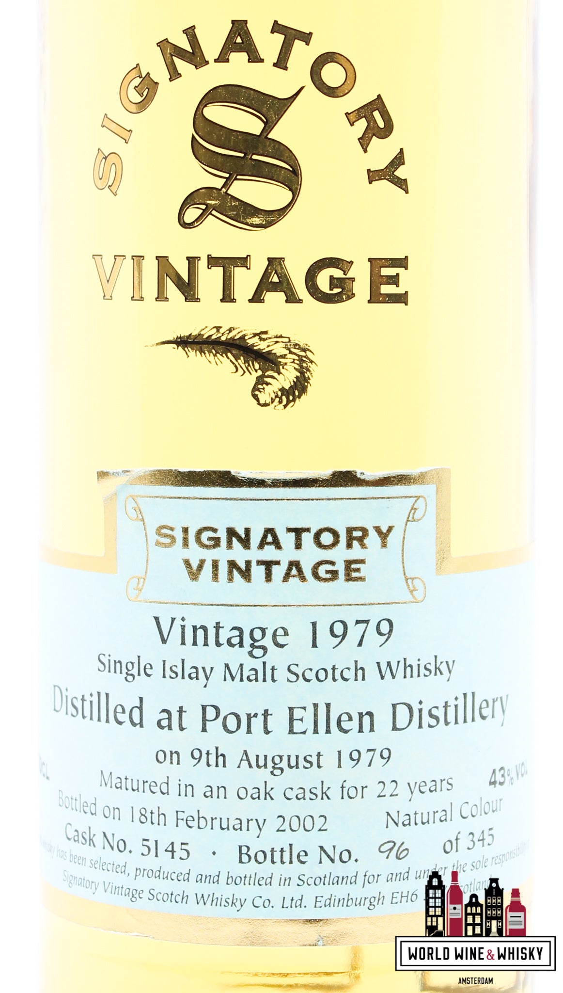 Port Ellen 22 Years Old 1979 2002 - Vintage Collection - Signatory  Vintage - Cask 5145 43% (1 of 345) - WORLD WINE WHISKY 