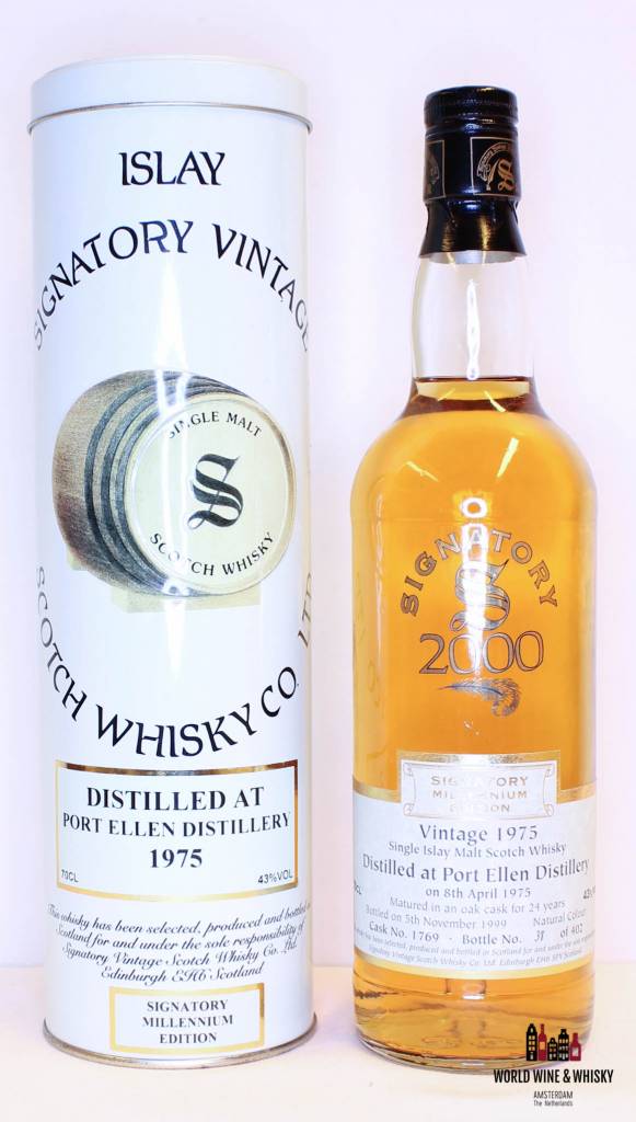 Port Ellen 24 Years Old 1975 1999 Signatory Millennium Edition - Signatory Vintage 43% - WORLD WINE WHISKY 