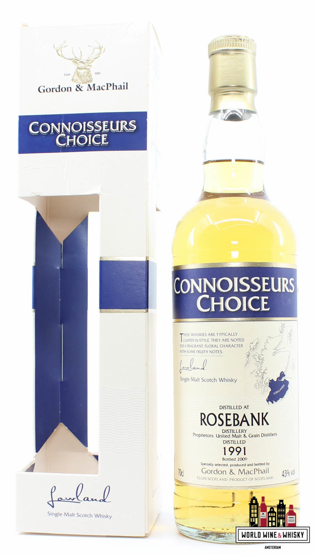 Rosebank 17 Years Old 1991 2009 - Connoisseurs Choice - Gordon & MacPhail 43% - WORLD WINE WHISKY 