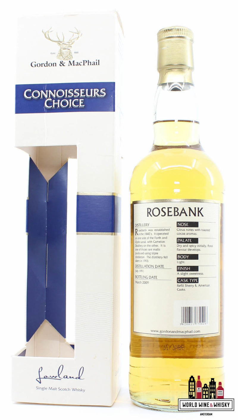 Rosebank 17 Years Old 1991 2009 - Connoisseurs Choice - Gordon & MacPhail 43% - WORLD WINE WHISKY 
