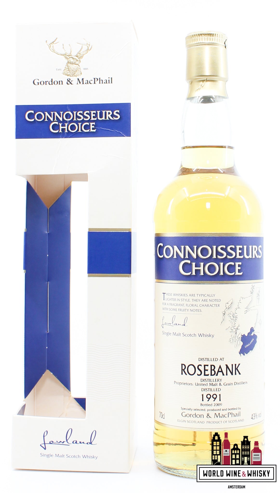 Rosebank 1991 2009 Gordon & MacPhail – Connoisseurs Choice 43% (Closed Distillery) - WORLD WINE WHISKY 