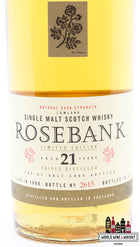 Rosebank 21 Years Old 1990 2011 - Diageo Special Releases 2011 53.8% (1 of 5886) - WORLD WINE WHISKY 