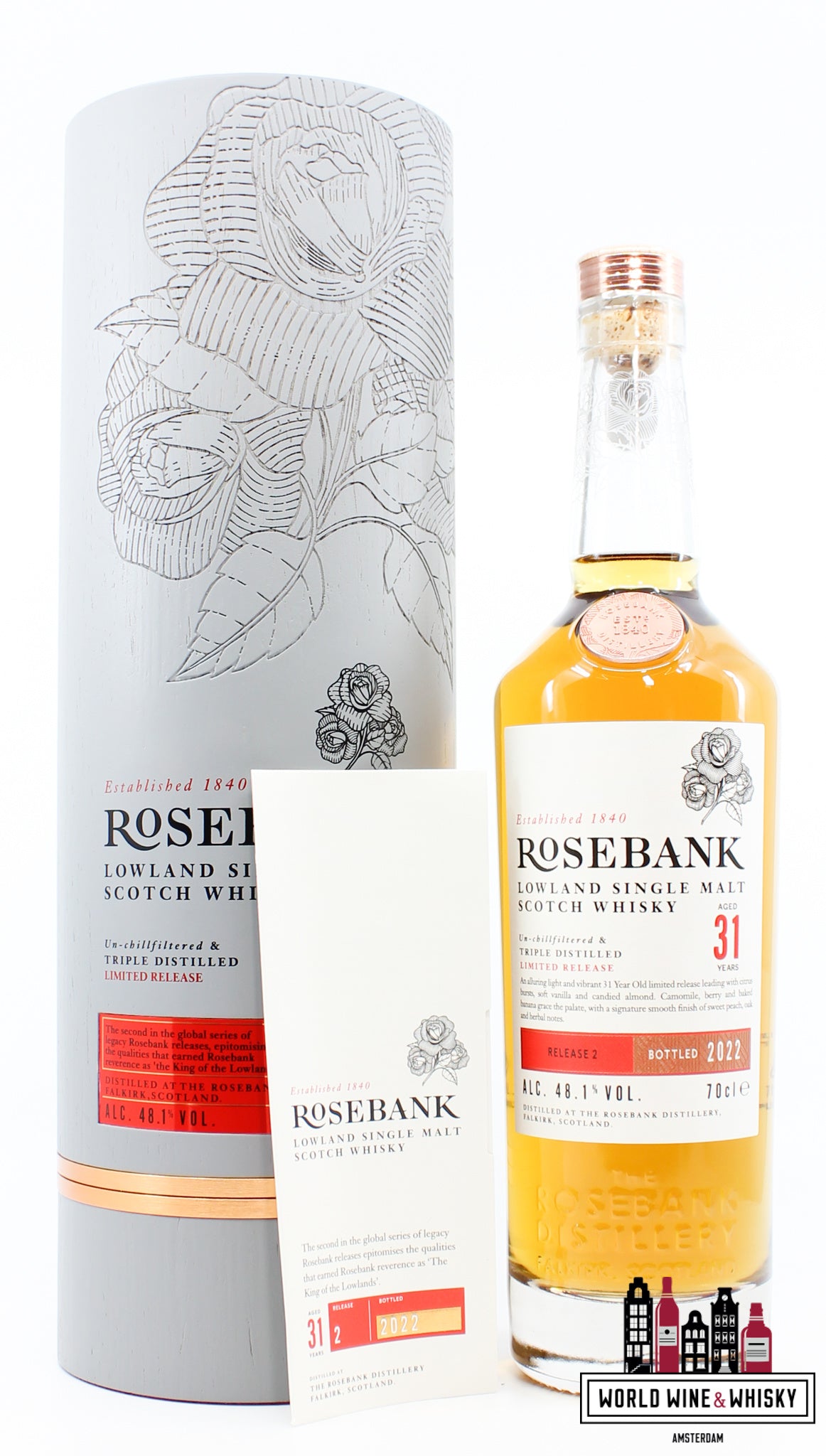 Rosebank 31 Years Old 1990 2022 - Release 2 48.1% (1 of 4000) - WORLD WINE WHISKY 