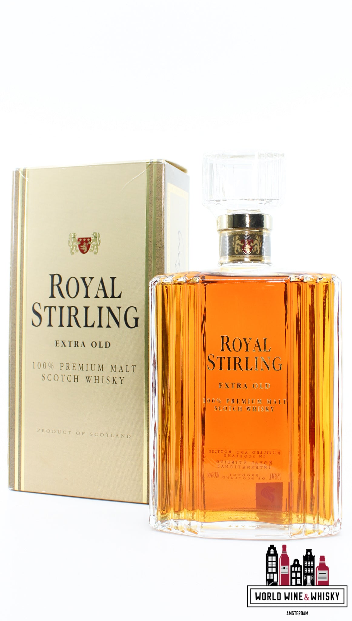 Royal Stirling Extra Old - Limited Edition 43% 750ml (Crystal Decanter - 22 carat gold) - WORLD WINE WHISKY 