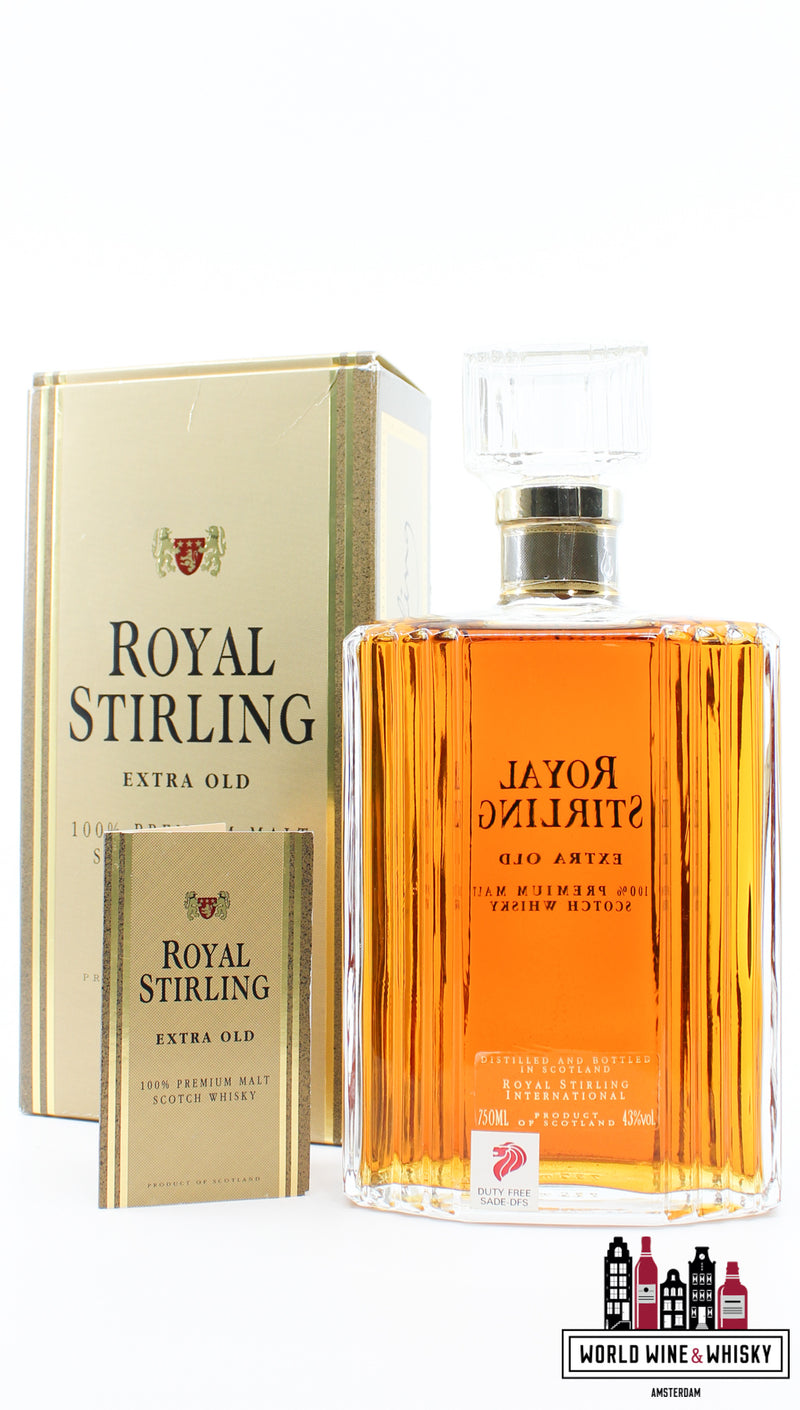 Royal Stirling Extra Old - Limited Edition 43% 750ml (Crystal Decanter - 22 carat gold) - WORLD WINE WHISKY 