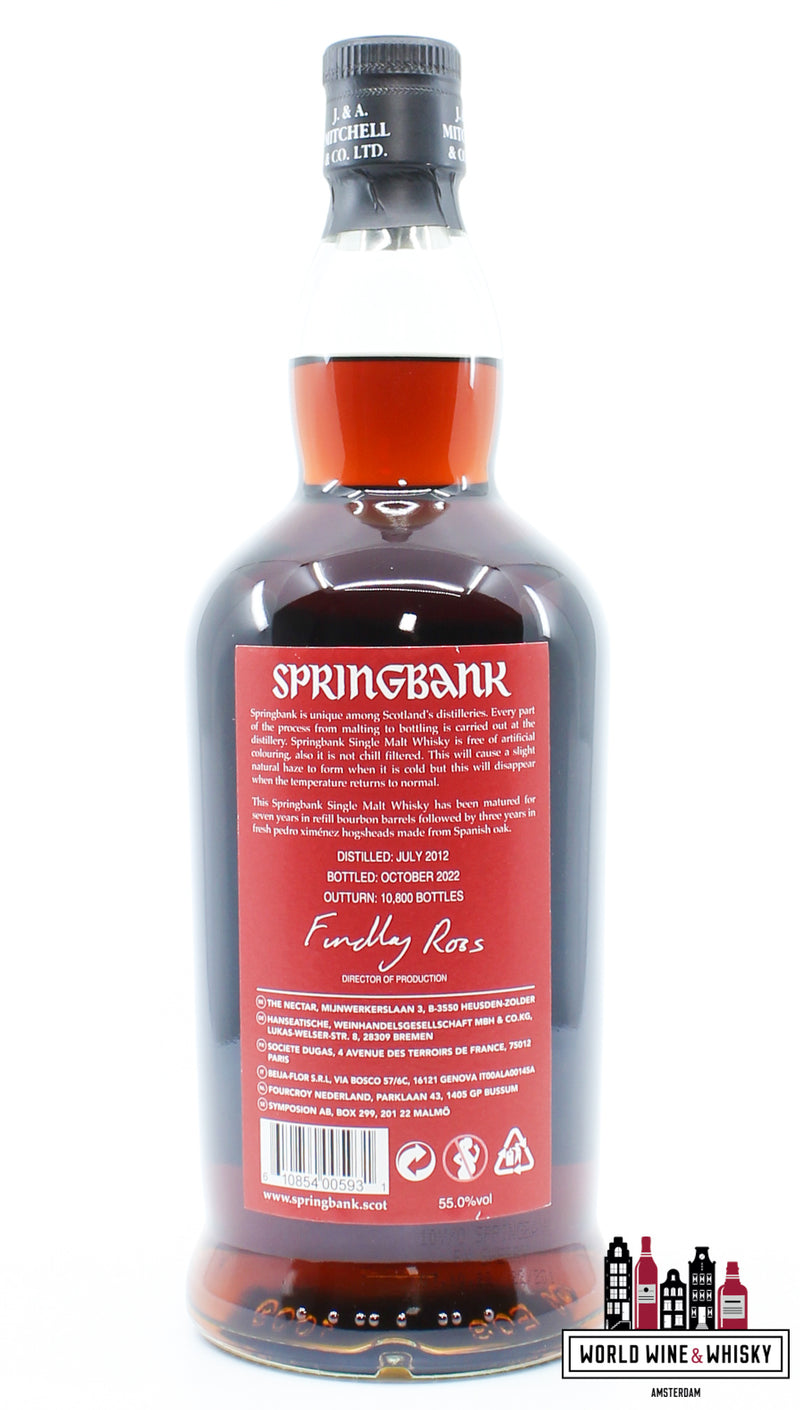 Springbank 10 Years Old 2012 2022 - Pedro Ximenez Cask Matured 55% (1 of 10800) - WORLD WINE WHISKY 