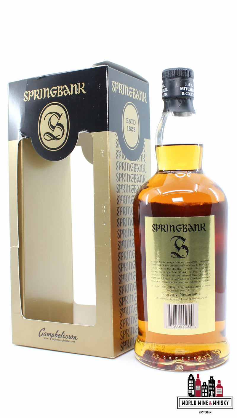 Springbank 21 Years Old 1995 2016 - Fourcroy Nederland - Black/Gold Edition 48% (1 of 336) - WORLD WINE WHISKY 