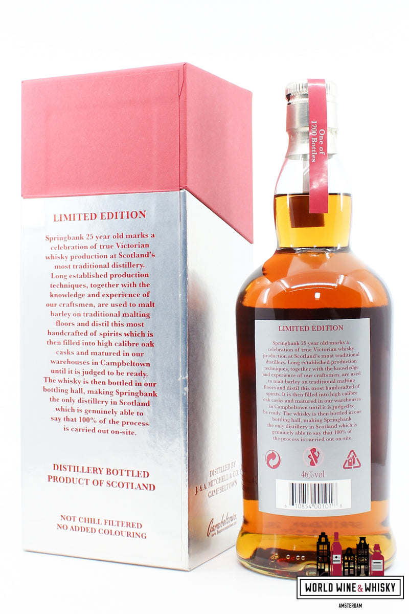Springbank 25 Years Old 2014 - Limited Edition - Red/Silver Edition 46% (1 of 1200) - WORLD WINE WHISKY 