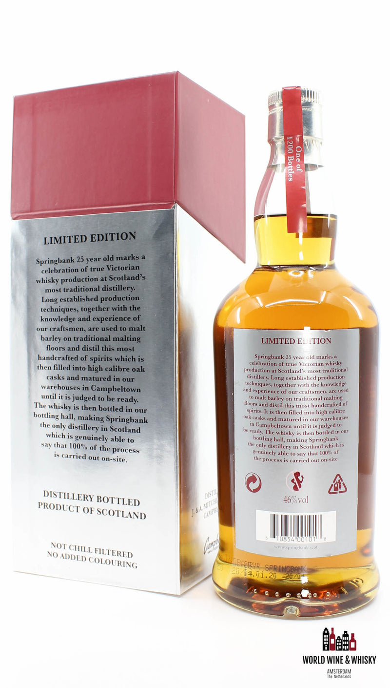 Springbank 25 Years Old 2020 Limited Edition 46% (one of 1200 bottles) - WORLD WINE WHISKY 