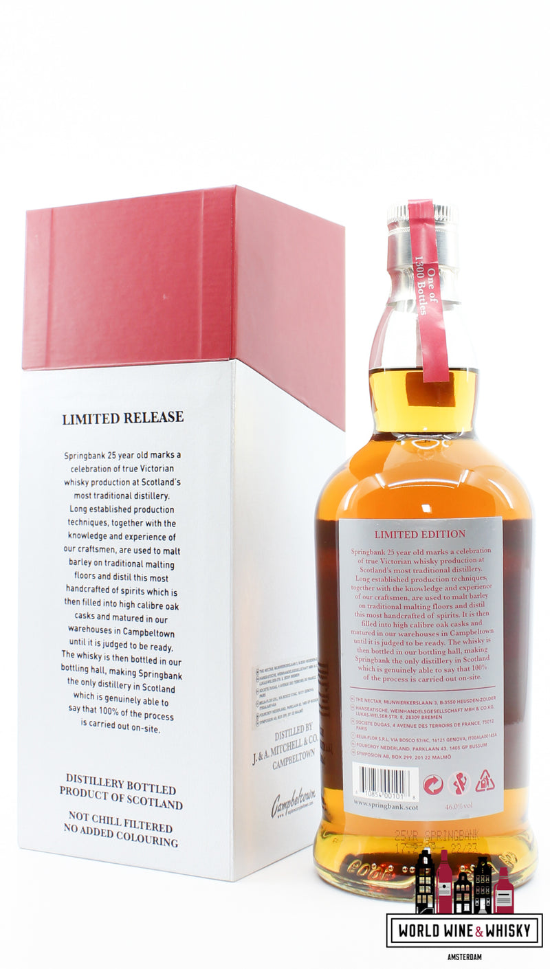 Springbank 25 Years Old 2022 - Limited Edition - Red/Silver Edition 46% (1 of 1300) - WORLD WINE WHISKY 