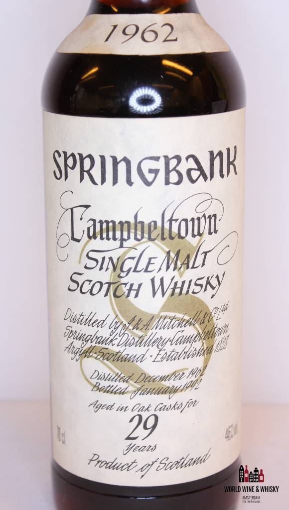 Springbank 29 Years Old 1962 1992 White Label Big Golden S 46% - WORLD WINE WHISKY 