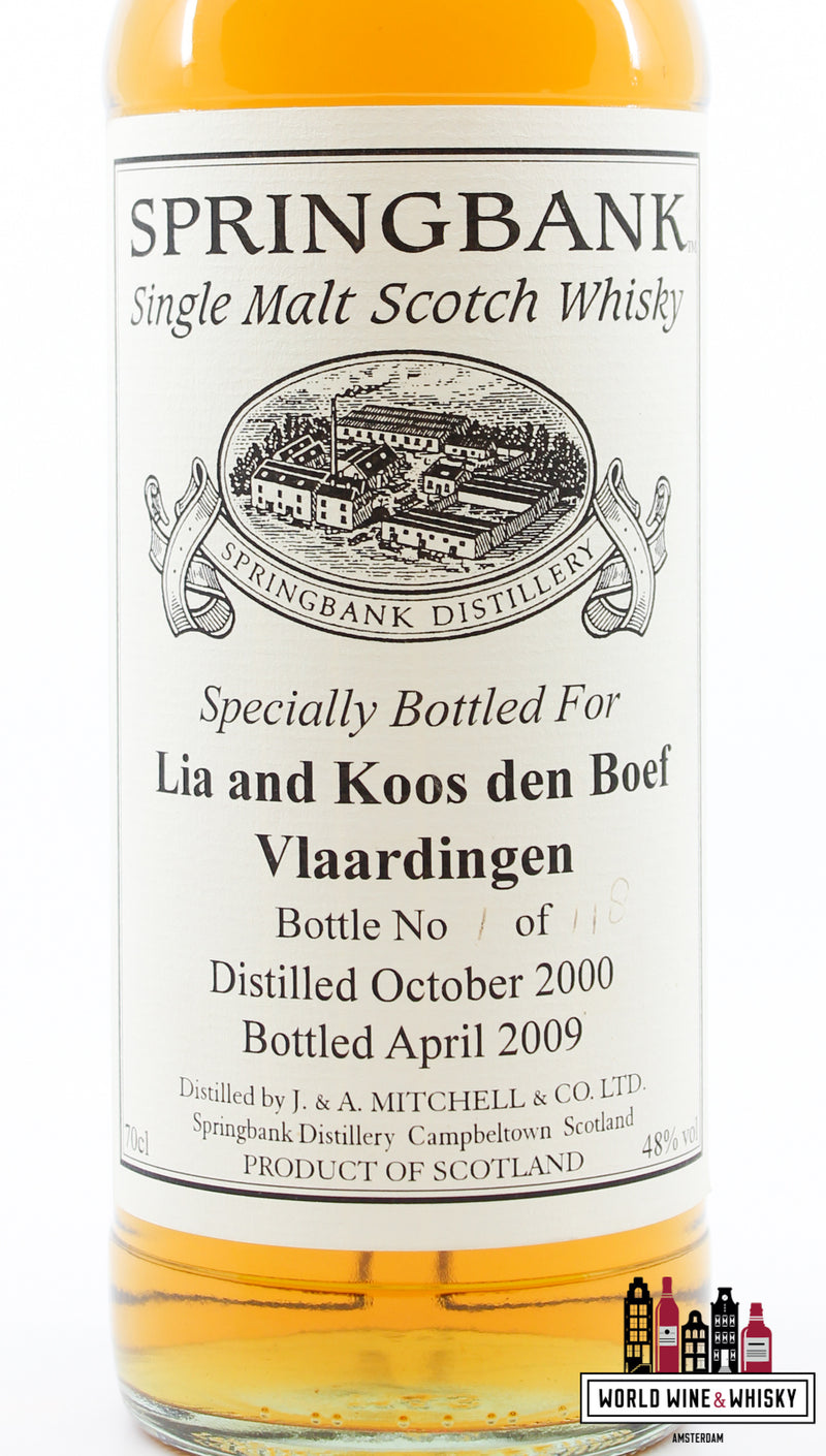 Springbank 8 Years Old 2000 2009 - Private Bottling - Lia and Koos den Boef, Vlaardingen 48% (1 of 118) - WORLD WINE WHISKY 