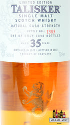 Talisker 35 Years Old 1977 2012 - Diageo Special Releases 2012 - Limited Edition 54.6% (1 of 3090) - WORLD WINE WHISKY 