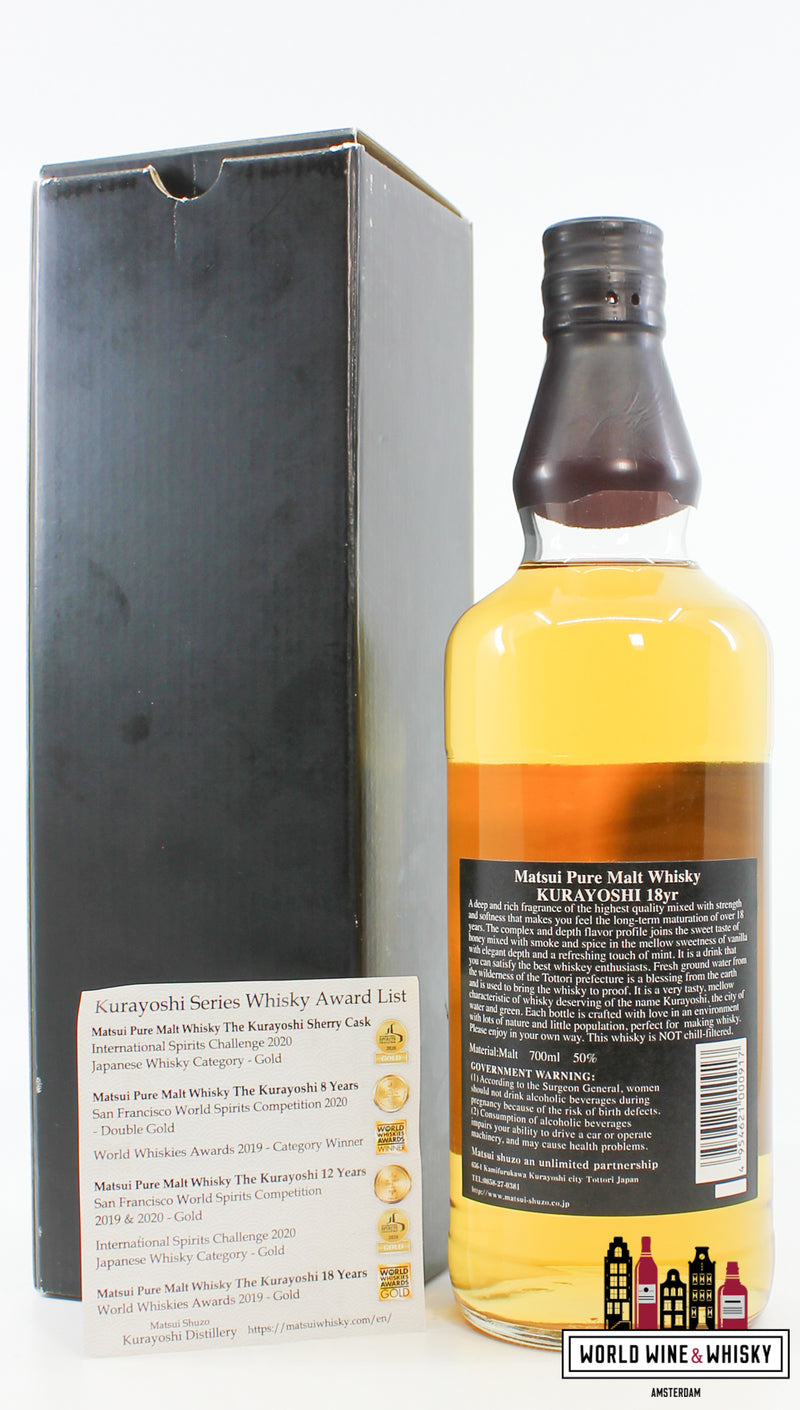 The Kurayoshi 18 Years Old - Pure Malt Whisky - Matsui Whisky 50% (1 of 1140) - WORLD WINE WHISKY 