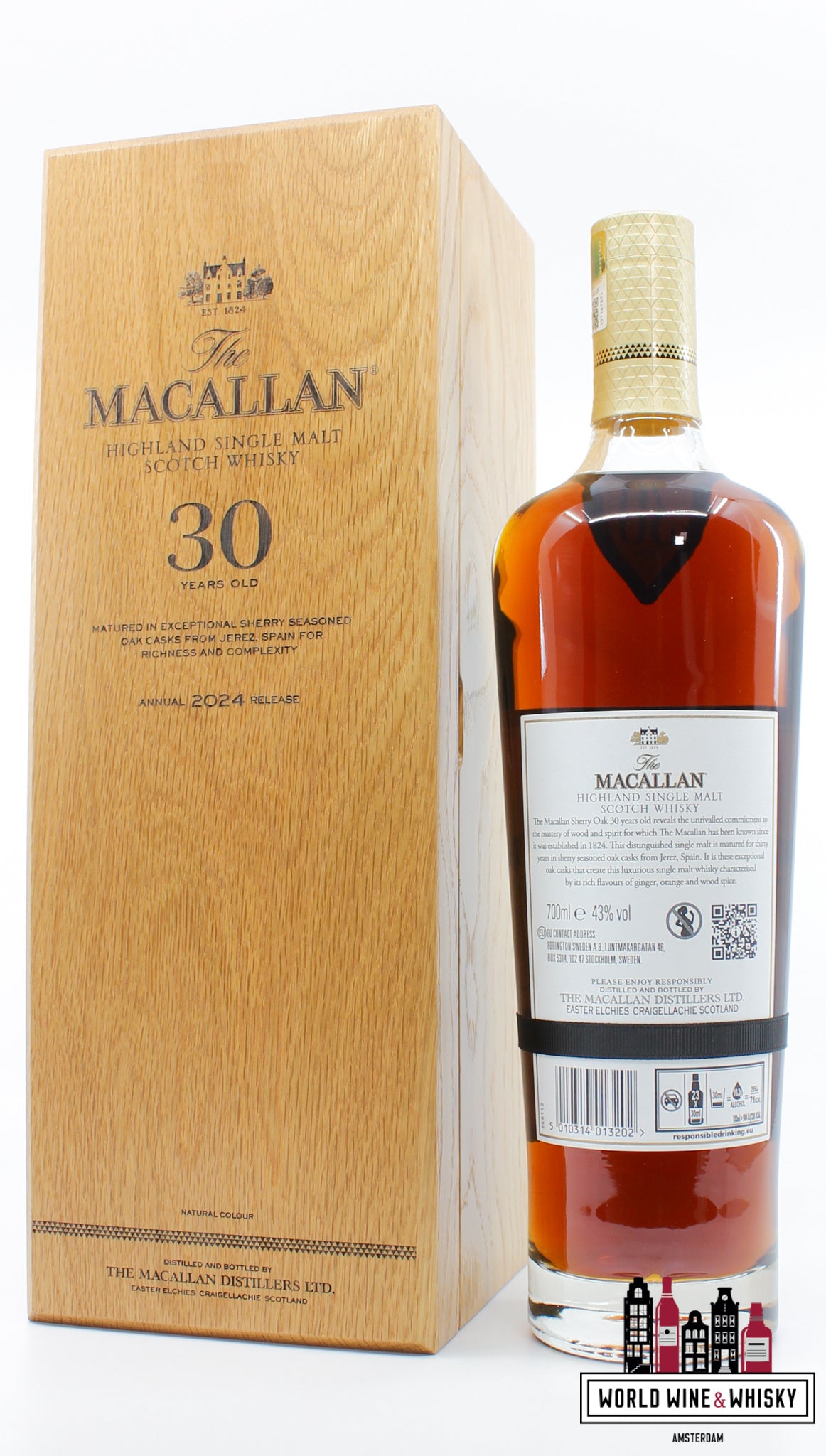 The Macallan 30 Years Old - Sherry Oak Casks - Annual 2024 Release 43% - WORLD WINE WHISKY 