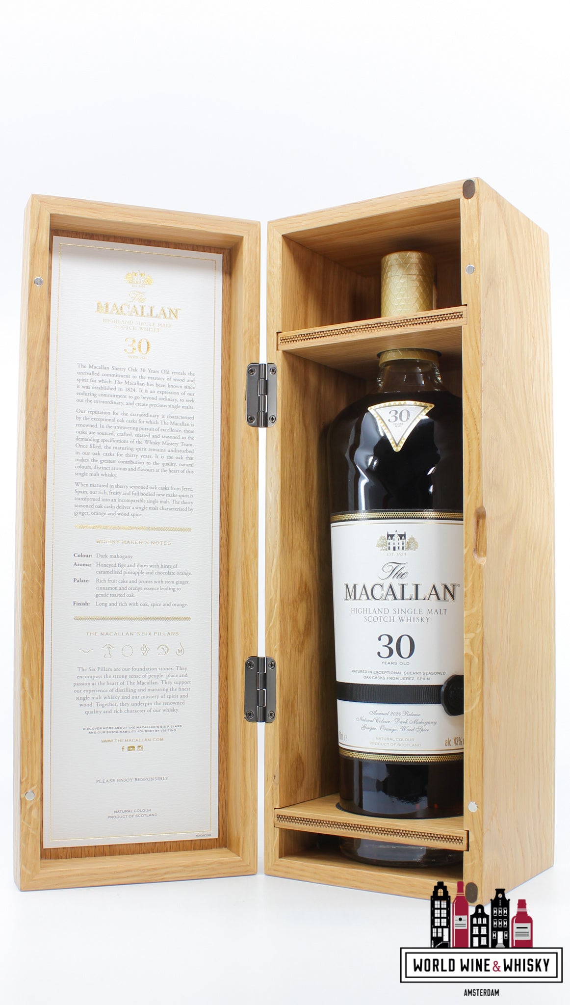 The Macallan 30 Years Old - Sherry Oak Casks - Annual 2024 Release 43% - WORLD WINE WHISKY 
