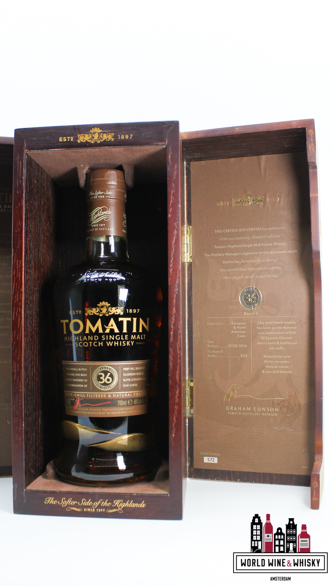 Tomatin 36 Years Old 2016 - Small Batch Release - Batch 3 46% (1 of 800) - WORLD WINE WHISKY 