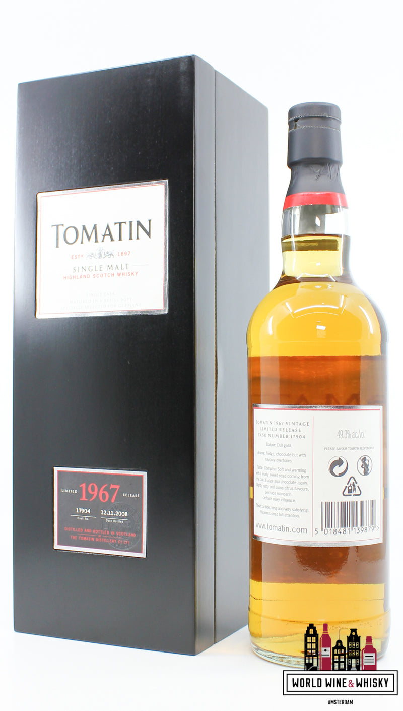 Tomatin 40 Years Old 1967 2008 - Cask 17904 - Limited Release 49.3% (1 of 463) - WORLD WINE WHISKY 