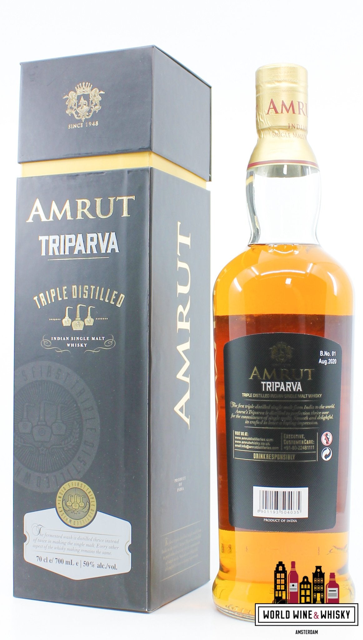 Amrut 2020 - Triparva Triple Distilled - Batch nr. 1 50% (1 van 5400)