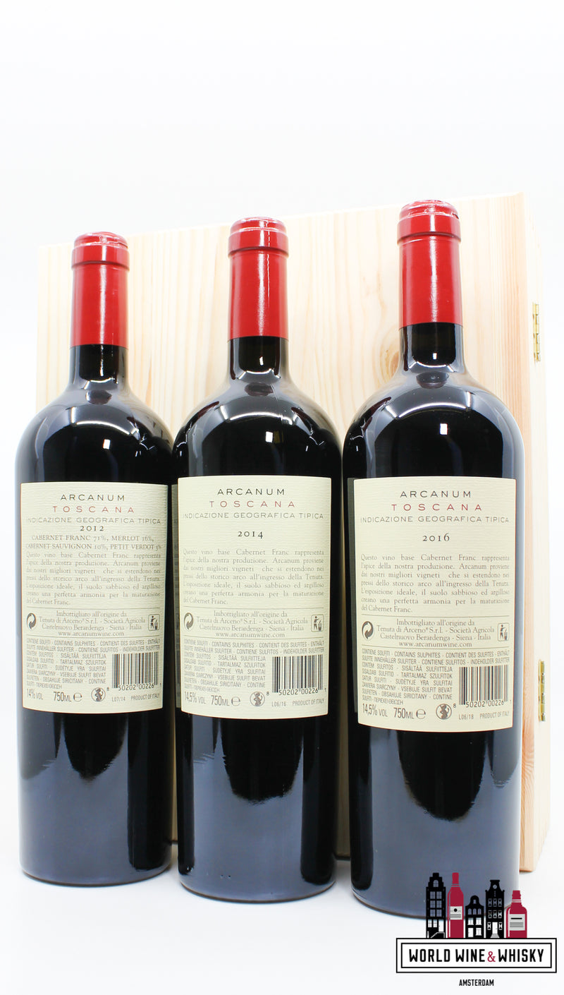 Arcanum - Tenuta di Arceno 2012, 2014 en 2016 Toscana (in OWC)