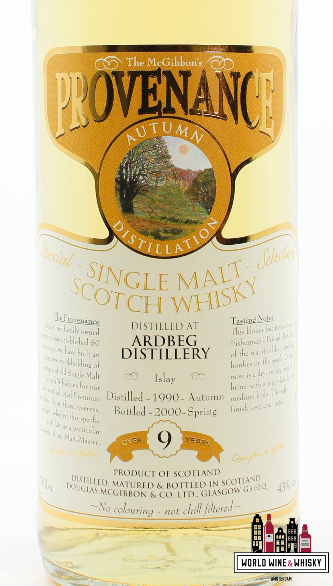 Ardbeg 9 jaar oud 1990 2000 - Herkomst - Herfstdistillatie - Douglas McGibbon 43%