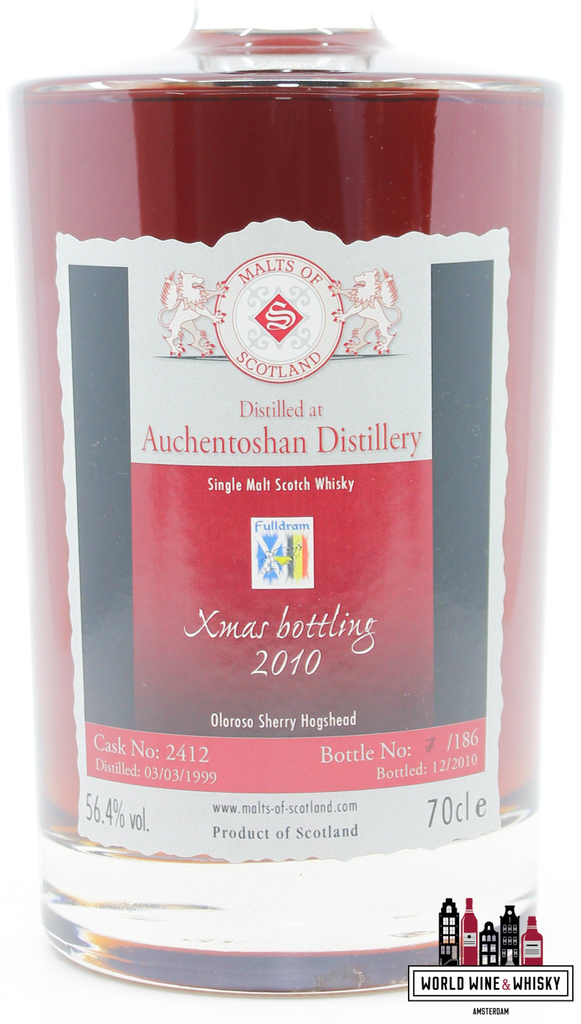 Auchentoshan 1999 2010 - Cask 2412 - Malts of Scotland - Fulldram Kerstbotteling 56,4% (1 van 186)