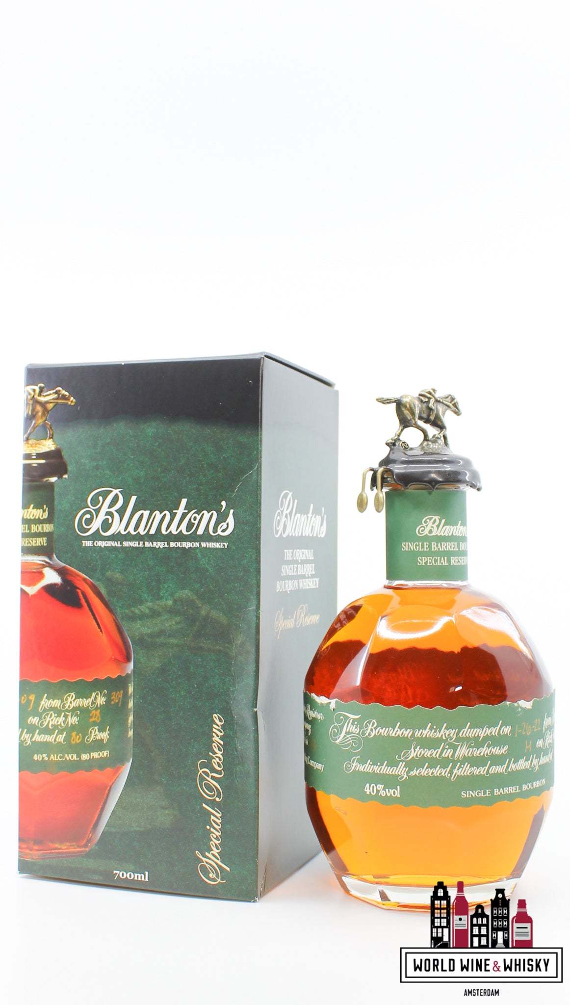 Blanton's 2022 - Single Barrel Bourbon - Special Reserve - Vat 141 40% (groen label) - beschadigd label