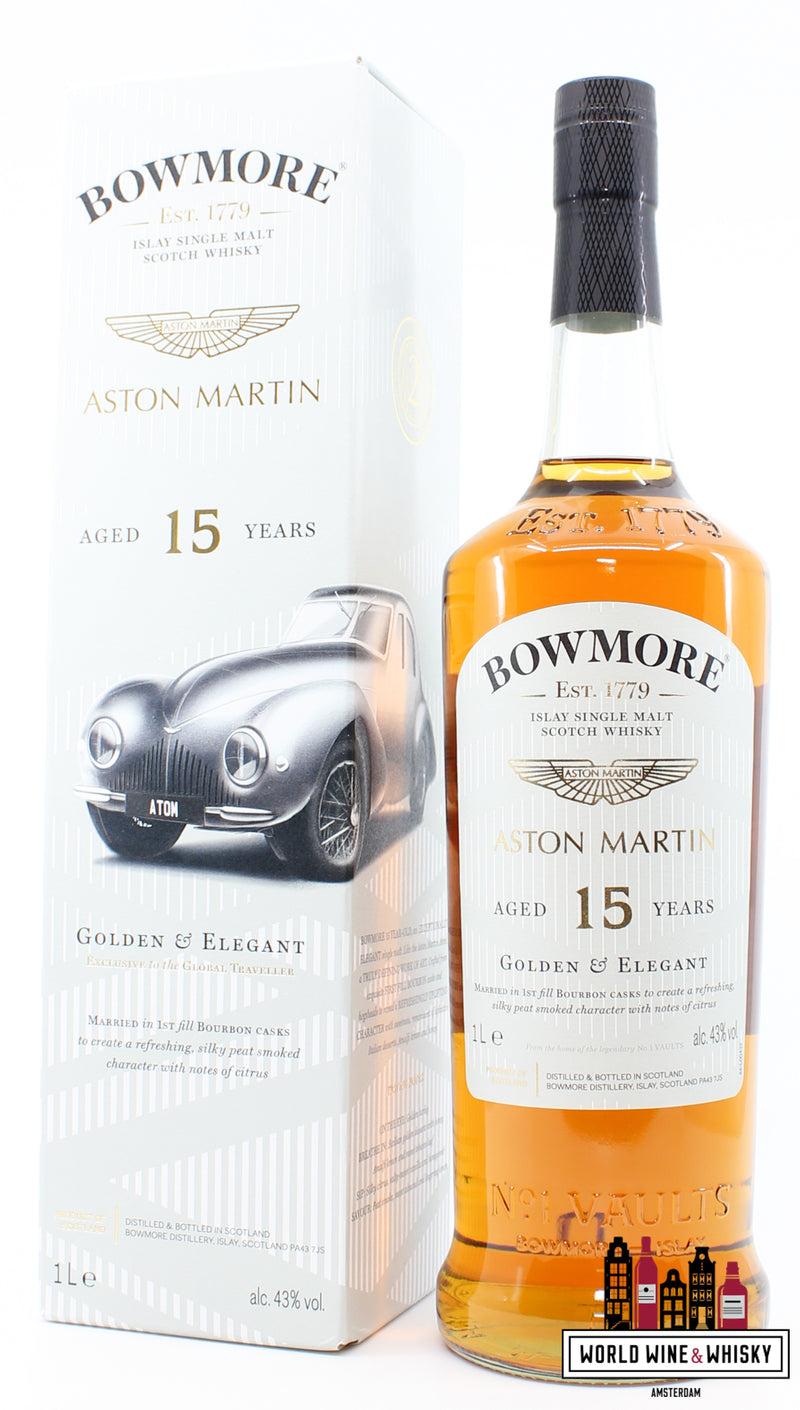 Bowmore 15 Years Old 2021 - Aston Martin Edition - Goudkleurig &amp; Elegant - Exclusief voor reizen 43%