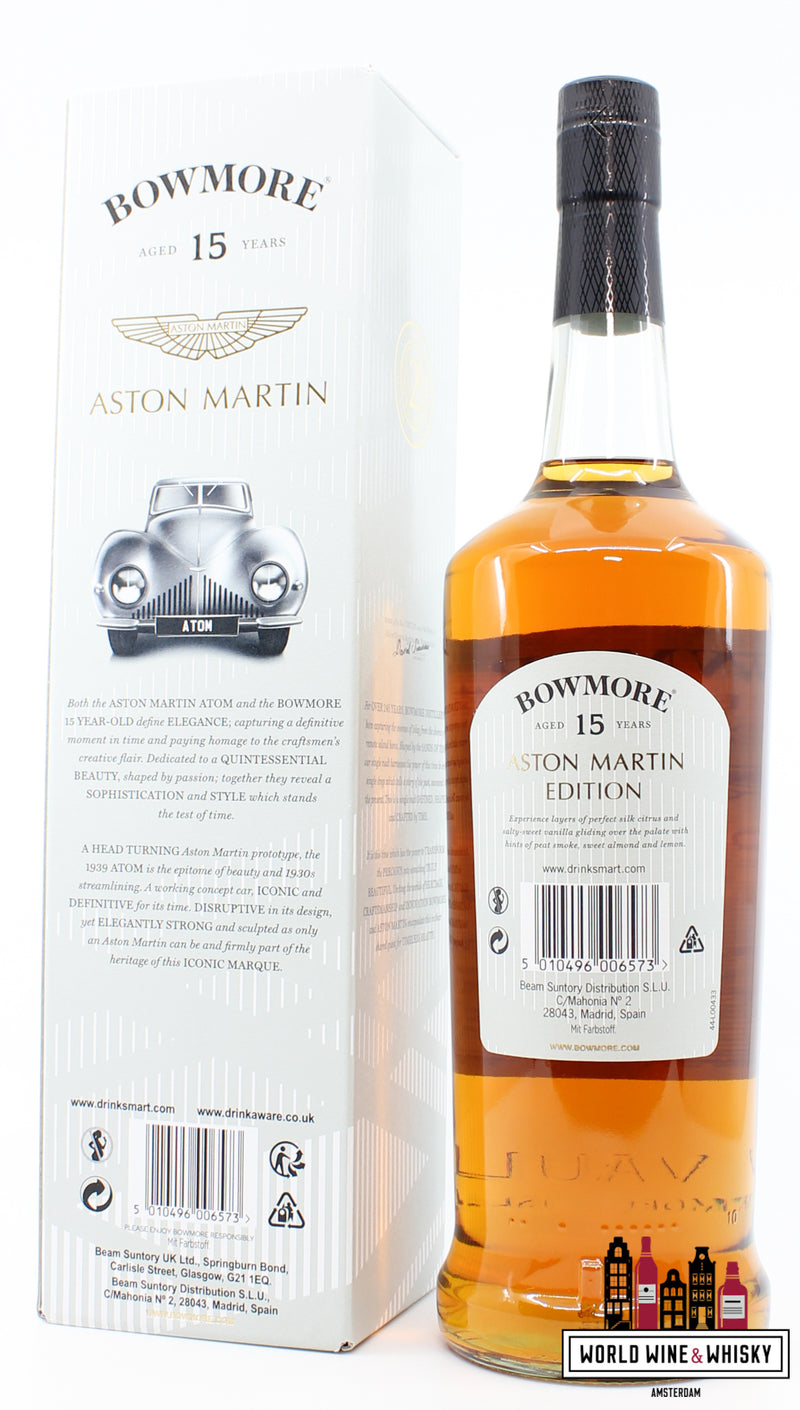 Bowmore 15 Years Old 2021 - Aston Martin Edition - Goudkleurig &amp; Elegant - Exclusief voor reizen 43%