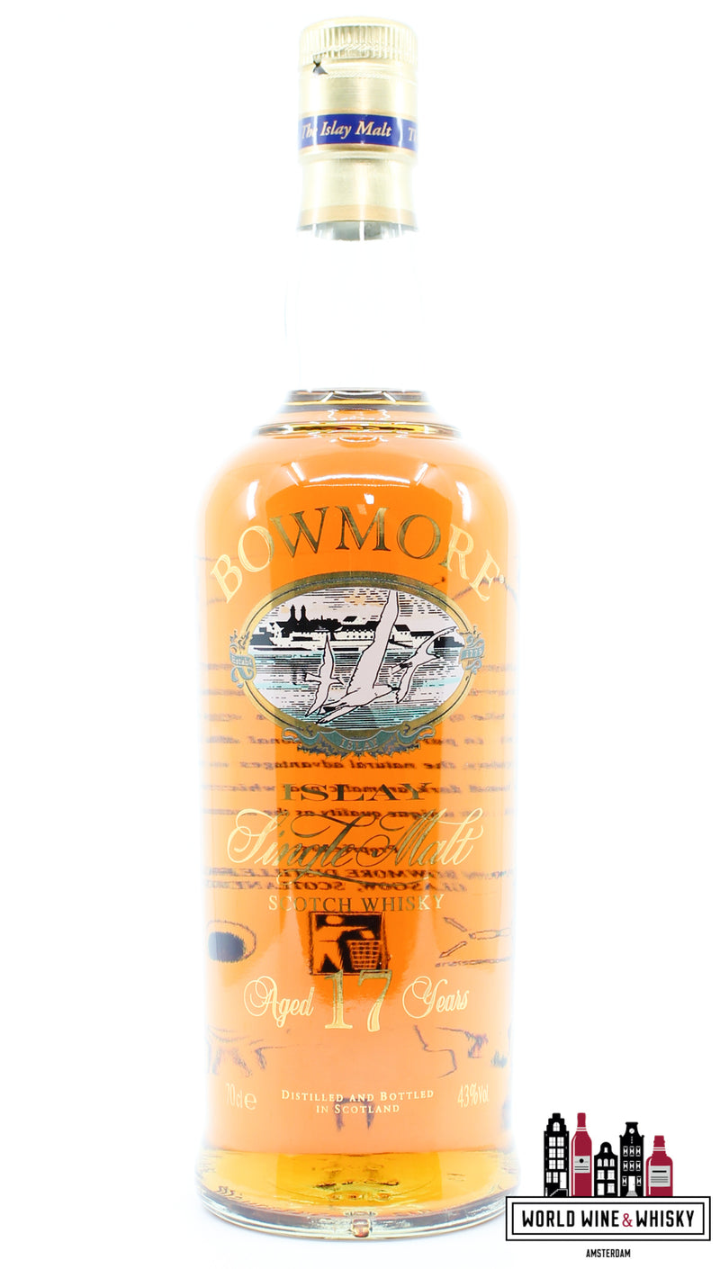 Bowmore 17 Years Old - Whisky Heupfles Cadeauset - Glas Bedrukt Label 43%