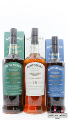 Bowmore 2022 - Aston Martin 10 YO (donker en intens), 15 YO (goud en elegant) en 18 YO (diep en complex) - set van 3 flessen