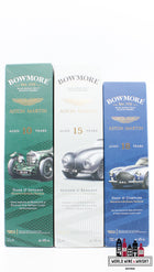 Bowmore 2022 - Aston Martin 10 YO (donker en intens), 15 YO (goud en elegant) en 18 YO (diep en complex) - set van 3 flessen