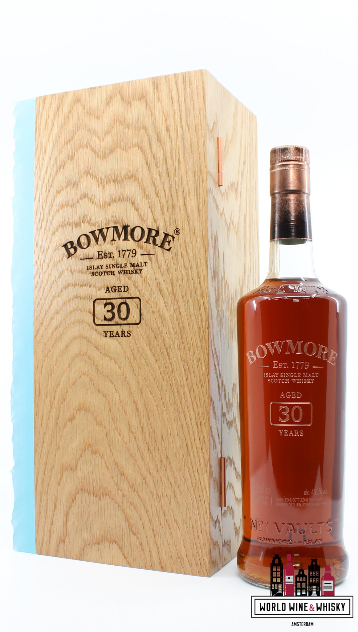 Bowmore 30 Years Old - Editie 2021 (Gebotteld in 2020) 45,1% (1 van 2976) - Volledige set