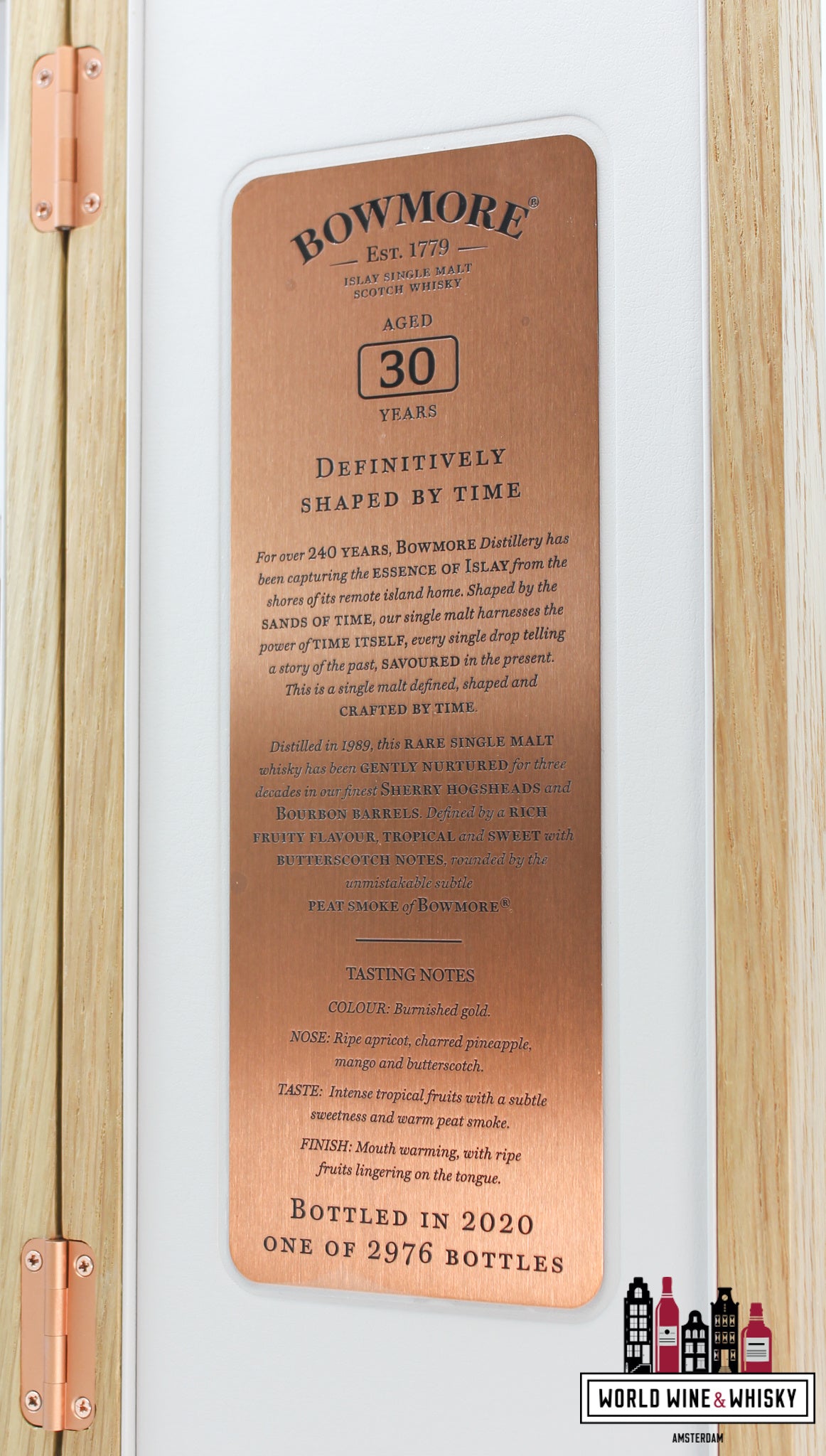 Bowmore 30 Years Old - Editie 2021 (Gebotteld in 2020) 45,1% (1 van 2976) - Volledige set