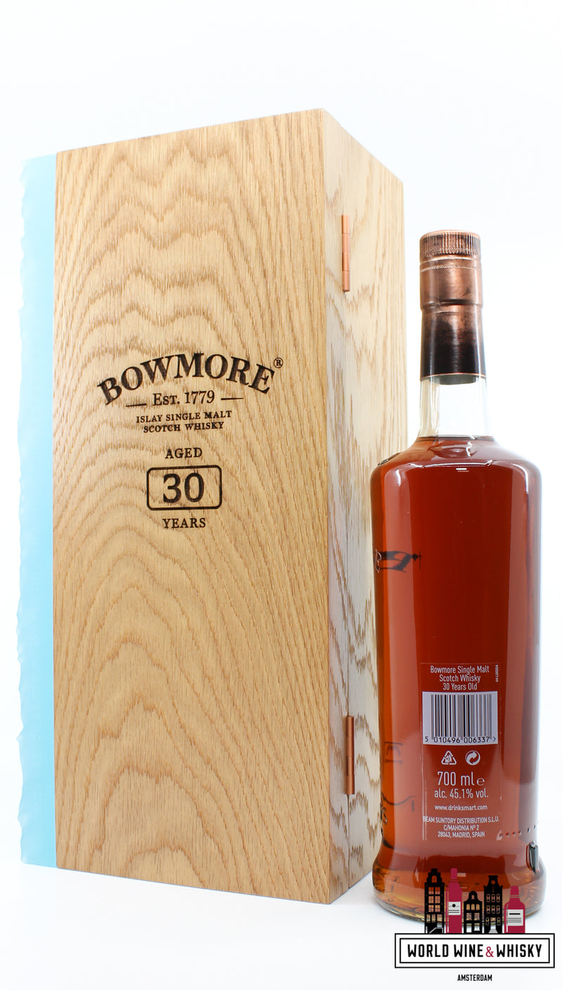 Bowmore 30 Years Old - Editie 2021 (Gebotteld in 2020) 45,1% (1 van 2976) - Volledige set