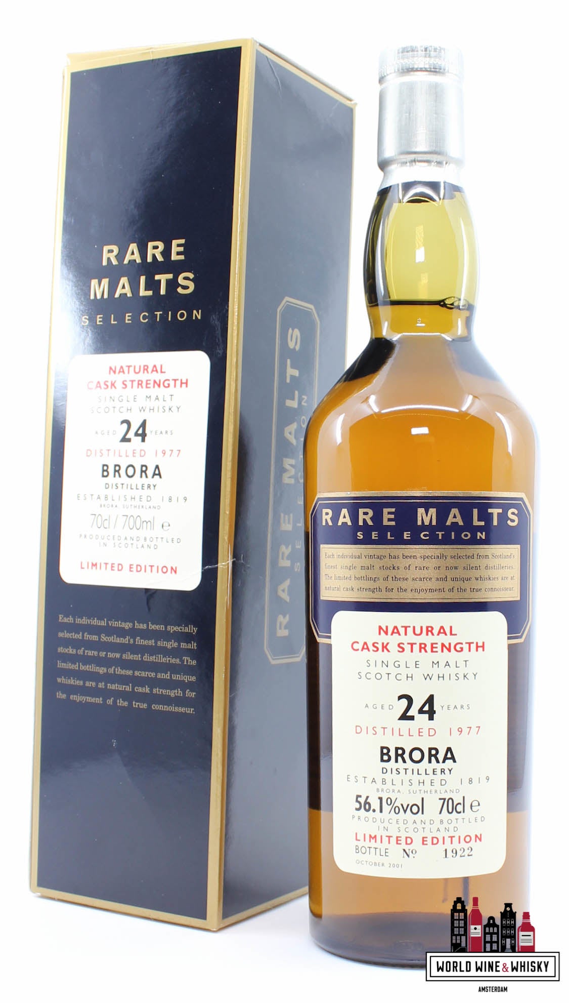 Brora 24 Years Old 1977 2001 - Rare Malts Selection - Natuurlijke vatsterkte - 1 van 6000 56,1% (gesloten distilleerderij)