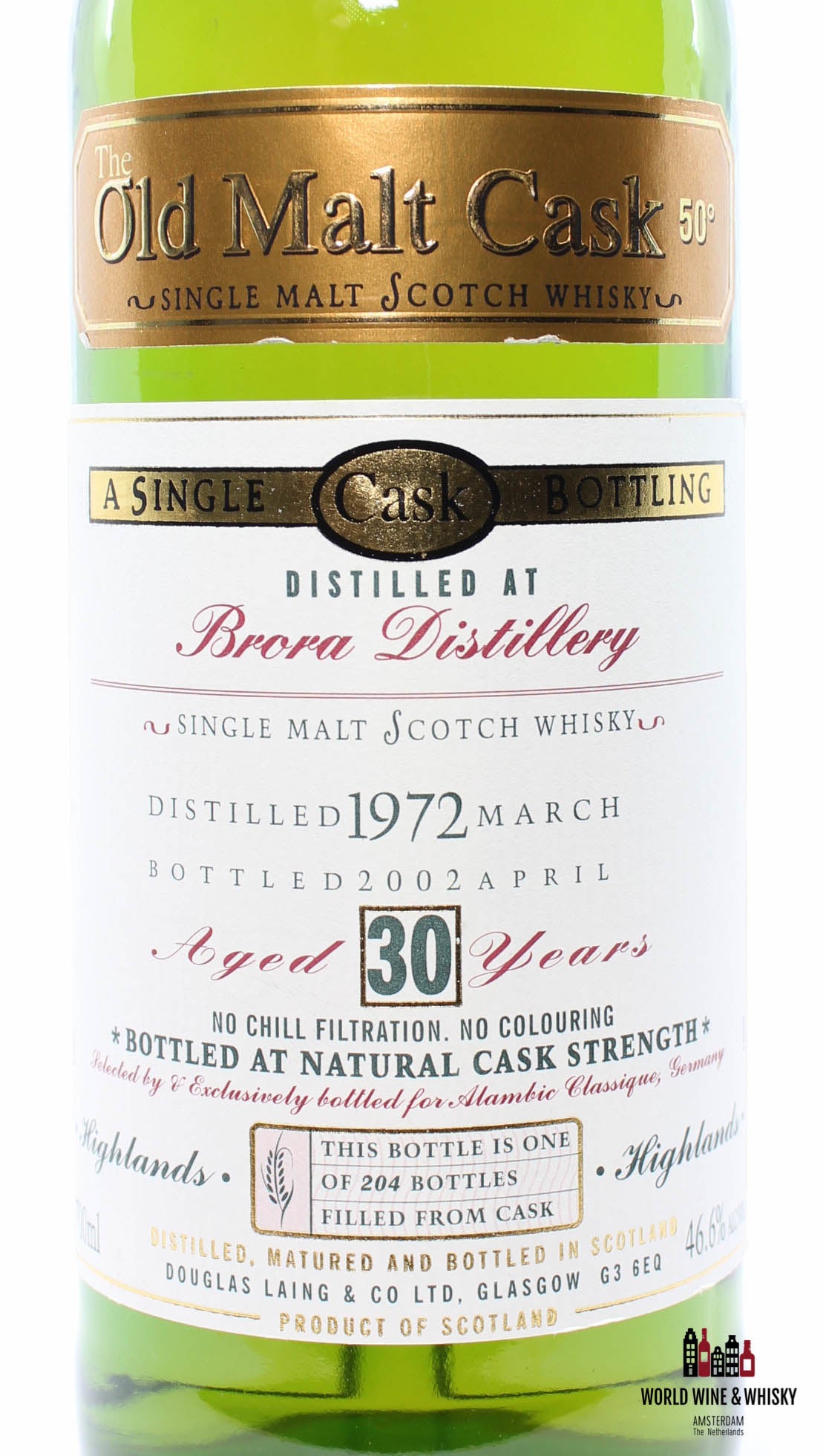 Brora 30 Years Old 1972 2002 - Old Malt Cask - Douglas Laing 46,6% - Gesloten distilleerderij (1 van 204)