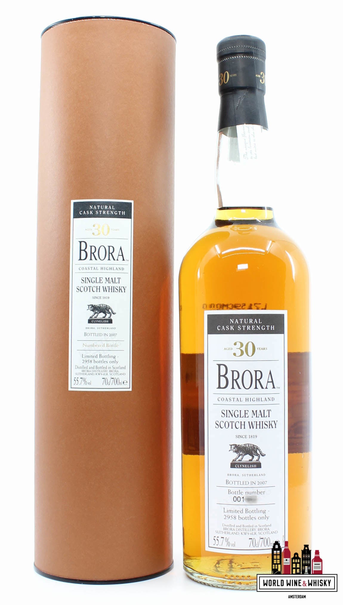 Brora 30 Years Old 1977 2007 6e release - Gesloten distilleerderij 55,7% (1 van 2958)