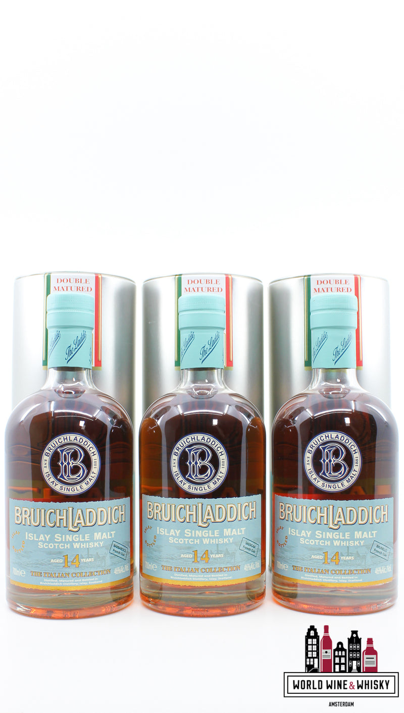 Bruichladdich 14 jaar oud 1993 2007 - De Italiaanse collectie 46% 1 van 3000 (volledige set)