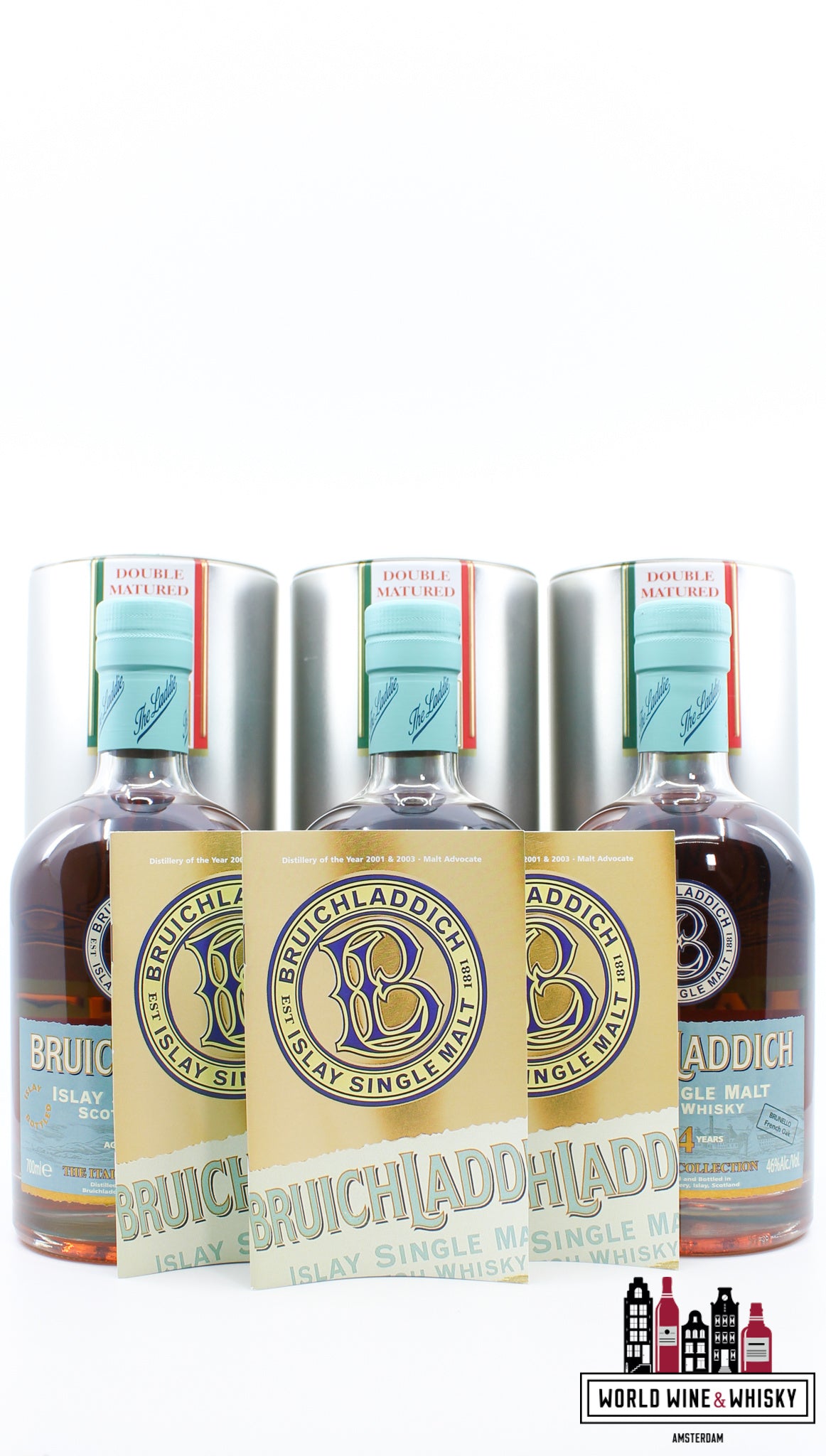 Bruichladdich 14 jaar oud 1993 2007 - De Italiaanse collectie 46% 1 van 3000 (volledige set)
