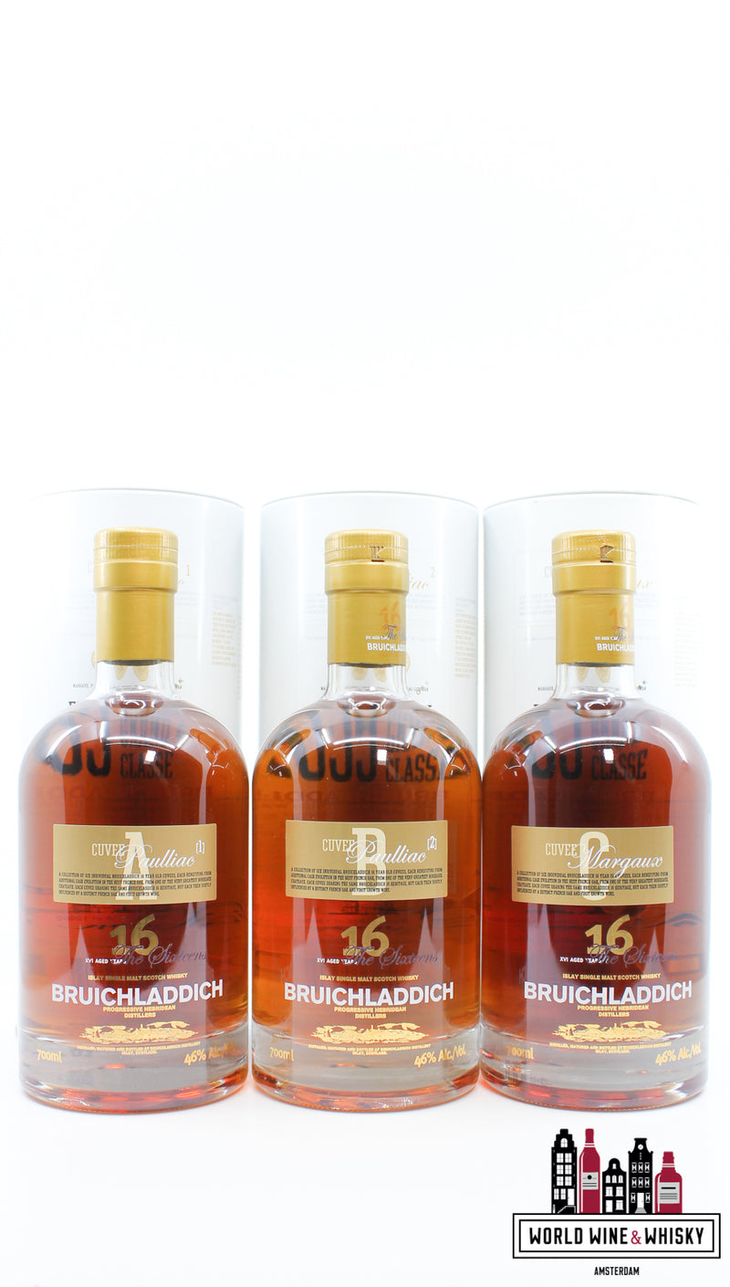 Bruichladdich 16 Years Old 2008 - Cuvee A, B, C, D, E &amp; F Series - First Growth Series The Sixteens (volledige set)