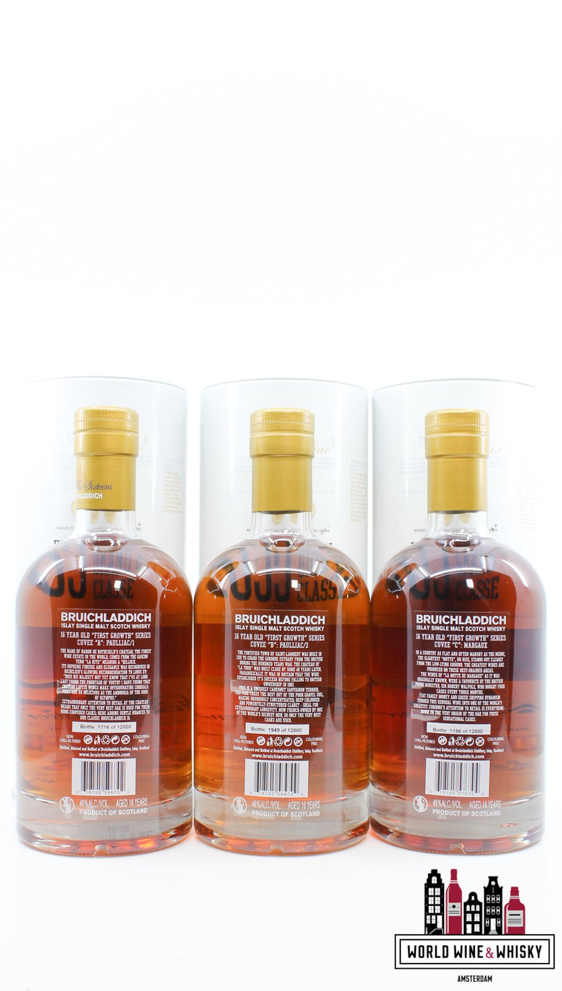 Bruichladdich 16 Years Old 2008 - Cuvee A, B, C, D, E &amp; F Series - First Growth Series The Sixteens (volledige set)