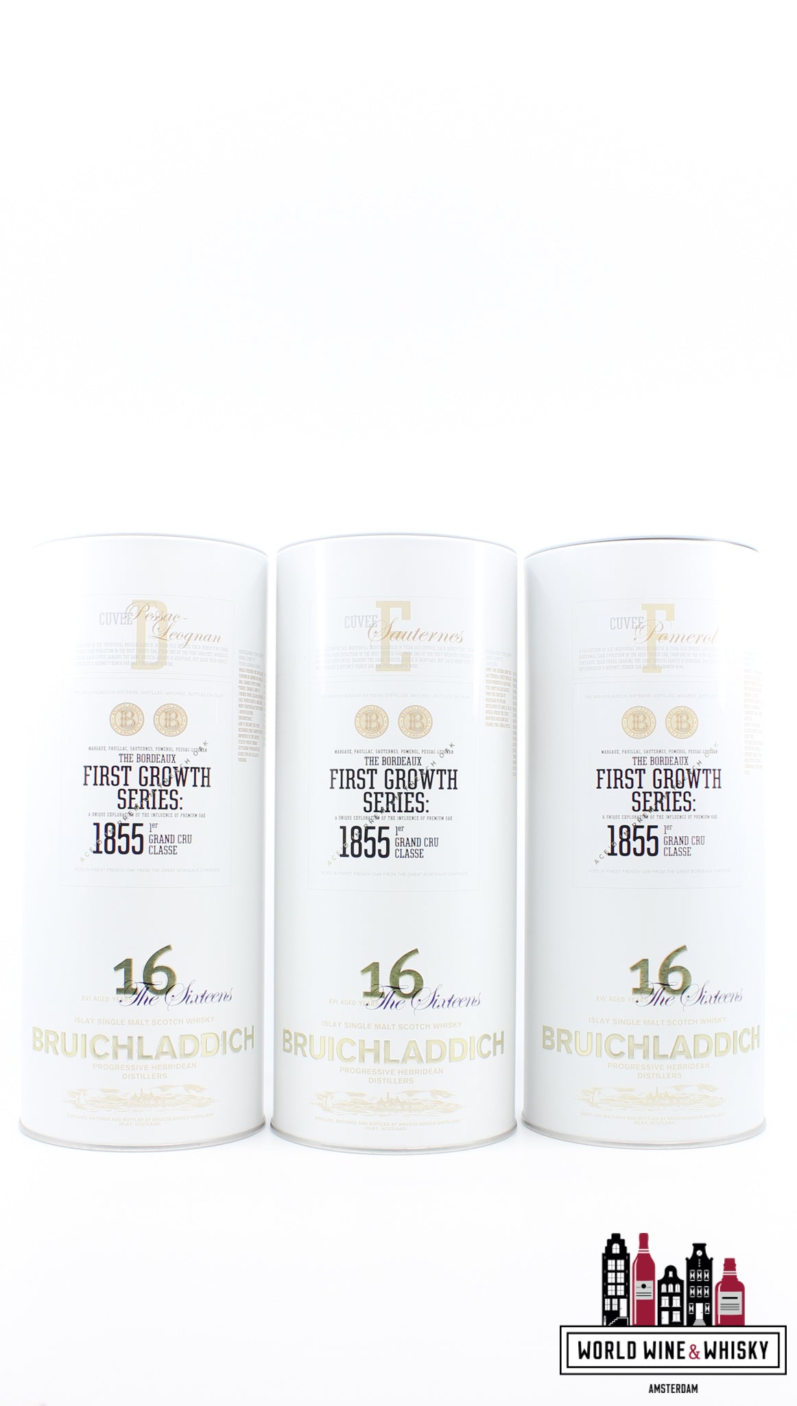 Bruichladdich 16 Years Old 2008 - Cuvee A, B, C, D, E &amp; F Series - First Growth Series The Sixteens (volledige set)