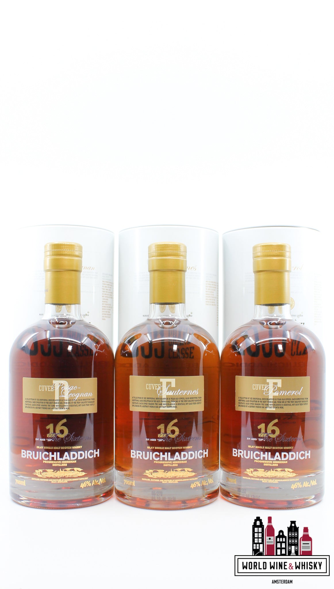 Bruichladdich 16 Years Old 2008 - Cuvee A, B, C, D, E &amp; F Series - First Growth Series The Sixteens (volledige set)