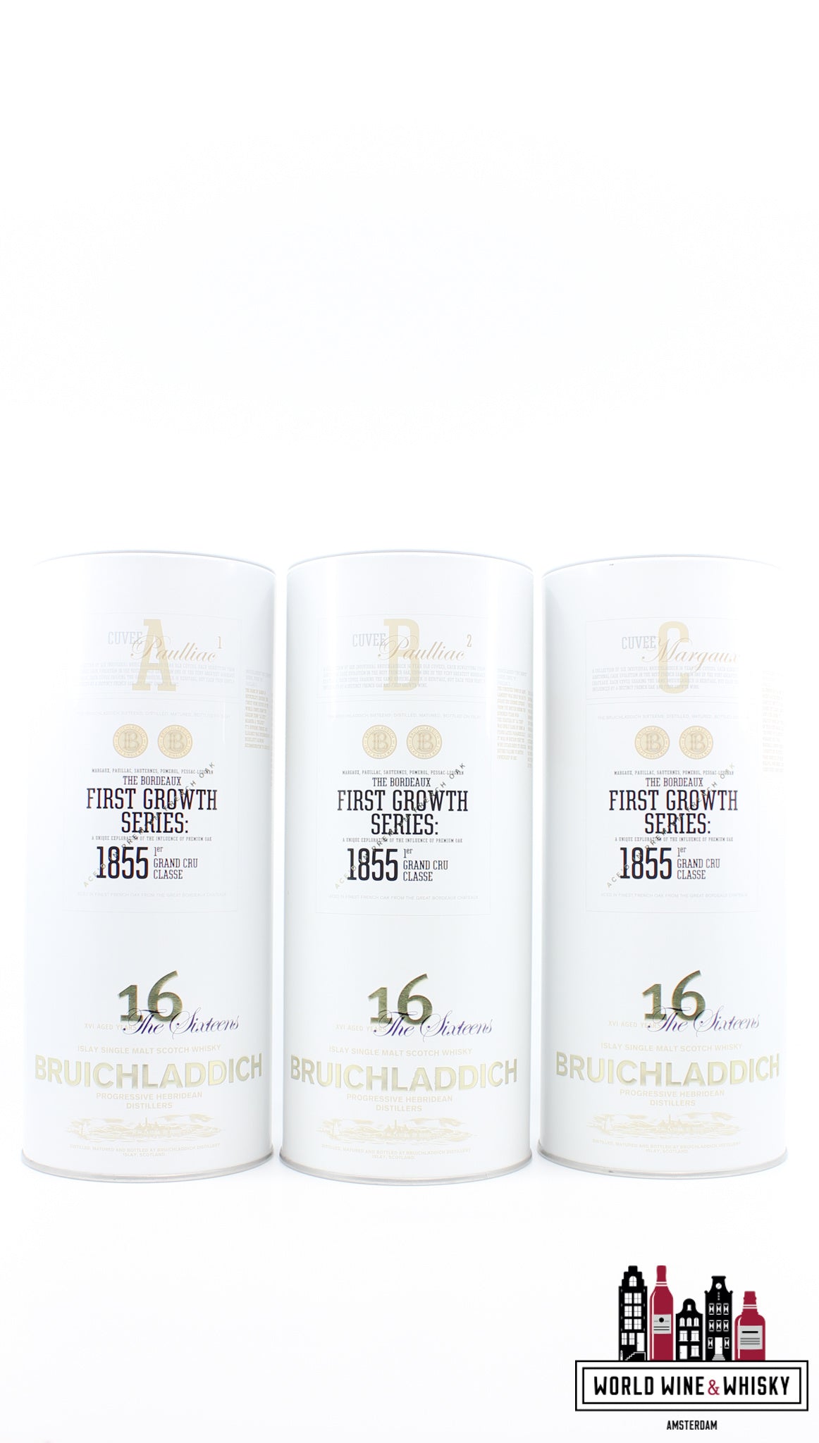 Bruichladdich 16 Years Old 2008 - Cuvee A, B, C, D, E &amp; F Series - First Growth Series The Sixteens (volledige set)