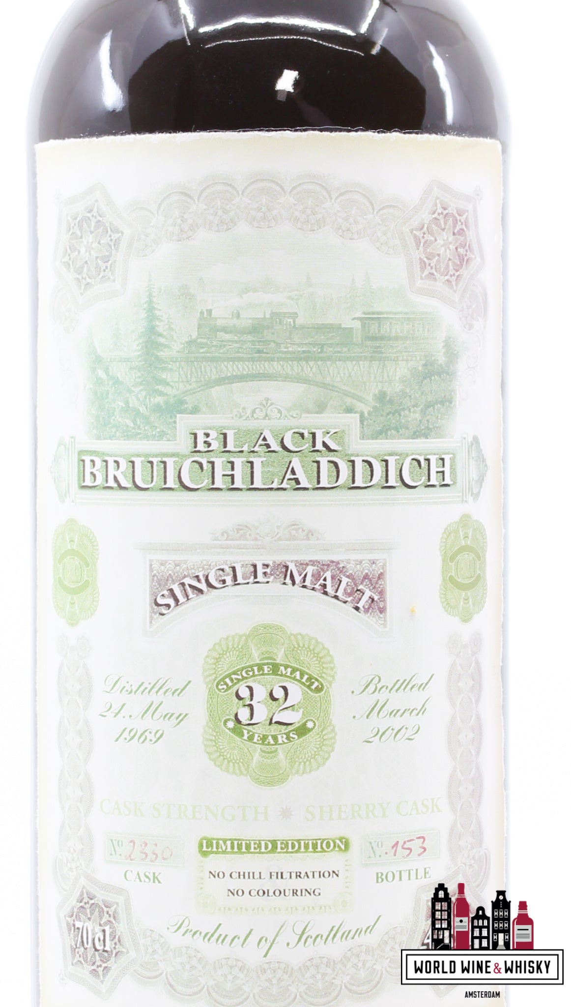 Bruichladdich 32 Years Old 1969 2002 - Black Old Train Line - Cask 2330 - Jack Wiebers Whisky World 47,5%