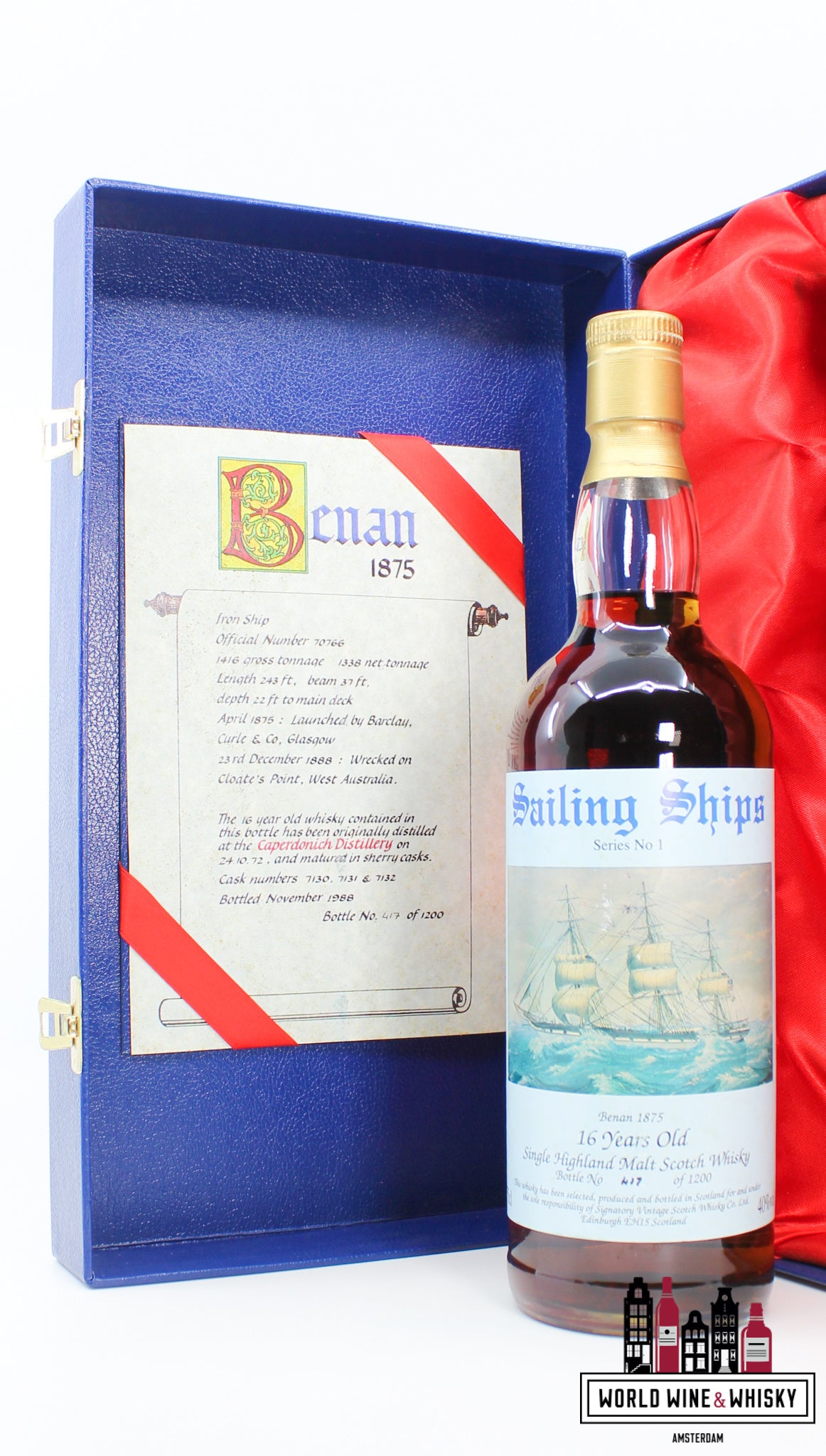 Caperdonich 16 Years Old 1972 1988 - Sailing Ships Series No 1 - Signatory Vintage - Cask 7130-7131-7132 40% (1 van 1200)